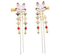 LALADEFIEE 2pcs Cartoon Hair Clip Tassel Design Vintage Alloy Barrettes for Women Chinese Styled Hairpins Holiday for Girls and Women