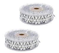 LALADEFIEE 2pcs Christmas Decorative Ribbon Snowflake Ribbon Polyester Silver 10m Roll for Exhibition and Wedding Decoration Wrapping and Costume Decoration
