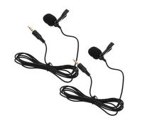 LALADEFIEE 2pcs Clip on Microphone Black Lavalier Mini Mic for Smartphone Laptop and Pc Omnidirectional Noise Cancelling Hand Free Microphone