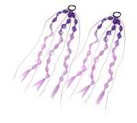 LALADEFIEE 2pcs Colored Bubble Ponytail Extension Wig for Lightweight Soft Hairpiece with Braided Gradient Design Wear Hair Extension Decor for Boys and Bright Colors