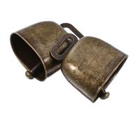 LALADEFIEE 2pcs Cowbells Noisemaker Square Shape Calling Bell Handle for Outdoor Football Game Party Use Metal Jewelry Accessories for Wedding Birthday Celebrations
