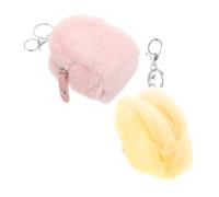 LALADEFIEE 2pcs Cute Plush Coin Purse Kawaii Pouch for Women Mini Handbag Small Pouch Zipper Stylish Earphones Keys Organizer