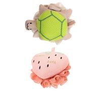 LALADEFIEE 2PCS Cute Turtle Strawberry Bath Sponge Loofah Soft Mesh Exfoliating Body Scrubber for Adults Space-Saving Design Gentle Polyester Shower Puff for Fun Bath