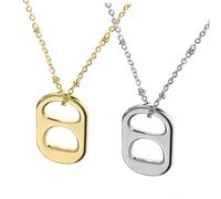 LALADEFIEE 2Pcs Delicate Female Pull Ring Necklace Chain Necklaces with Unique Soda Tab Pendants Lightweight Electroplated Jewelry for Festival and Party Wear