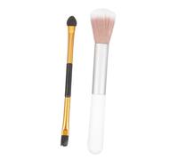 LALADEFIEE 2pcs Double Ended Eyeshadow Brush with Wool and Plastic Highlighter Contour Makeup Tools for Women and Beginners Soft Fibers for Blending and Highlighting