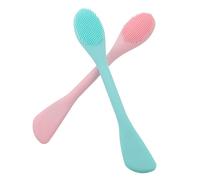 LALADEFIEE 2pcs Double Sided Silicone Face Brush for Deep Cleansing and Massage Soft Skin Care Tool with Nordic Green Pink Gentle Manual Face Cleaning Brush for Healthy Elastic Skin
