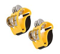 LALADEFIEE 2pcs Dual-row Foot Tambourine Percussion Musical Instrument with Jingles Easy Foot Bell for Band Performances Music Lessons and Live Shows