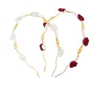 LALADEFIEE 2pcs Elegant French Rose Hairband for Women and White Floral Headbands Stylish Hair Accessories for Face Washing and Everyday Wear Sophisticated Rose Headpiece for Ladies