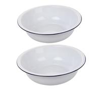 LALADEFIEE 2pcs Enamel Bowl, Large White Mixing Bowl, Vintage Enamelware for Kitchen Use, Easy to Clean, Multipurpose, for Dough Making and Fruit Washing