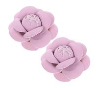 LALADEFIEE 2pcs Fake Leather Flower Appliques Violet DIY Embellishments for Shoes Hats Bags Artificial Floral Decorations for Wedding Sandals and Crafts
