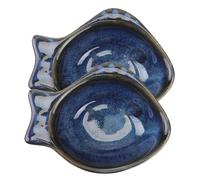 LALADEFIEE 2pcs Fish Shape Ceramic Dip Bowls for Condiments and Sauces Deep Japanese Retro Style Side Dishes Plates for Home Restaurant Hotel Use