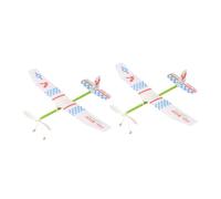 LALADEFIEE 2Pcs Glider Plane Models with Rubber Band Power Easy to Assemble Biplane Aircraft for Outdoor Play and Safe Airplane for Boys and Random Patterns
