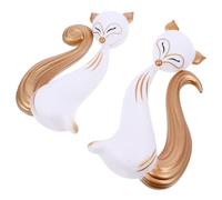 LALADEFIEE 2Pcs Gold Fox Cake Topper Decoration Set, Non-Edible Desktop Ornament for Valentine’S Day Cake, Micro Landscape Home Decor for Romantic Party Supplies