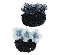 LALADEFIEE 2pcs Hair Nets for Buns with Detachable Flower Clips, Mesh Bun Covers for Nurses and Flight Attendants, Women’s Hair Accessories for Work and Dance