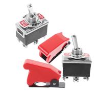 LALADEFIEE 2pcs Heavy Duty Toggle Switch with Red Protective Guard Cover Automotive Rocker Switches for Trucks Boats and Electronic Devices Safety Cap Prevents Accidental Activation Easy