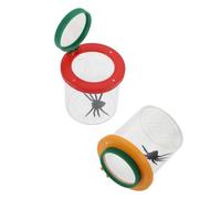 LALADEFIEE 2Pcs Insect Observation Box Dual Magnifying Lenses Transparent Container for Outdoor Science Teaching and Nature Exploration Red and Yellow Viewer