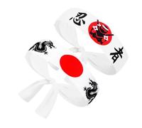 LALADEFIEE 2pcs Japanese Headbands Breathable Sweat Absorption Polyester Karate Headband Traditional Style Suitable for Ninjas Samurai and Cooking Activities