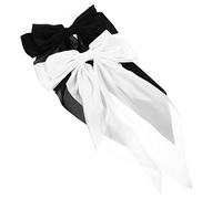 LALADEFIEE 2pcs Large Silky Hair Bows Clips Adorable Hair Accessories for Women for Parties Birthdays and Everyday Use Black White Spring Barrettes