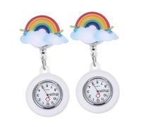 LALADEFIEE 2pcs Luminous Pocket Watch Retractable Clip-on Nurse Watch Quartz Movement Waterproof Pocket for Nurses and Doctors Night Glow