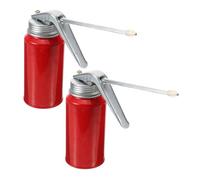 LALADEFIEE 2pcs Manual Oil Can 200ml with Long Nozzle Metal Car Engine Oil Dispenser for Vehicle Lubrication