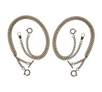 LALADEFIEE 2pcs Metal Pocket Watch Hanging Chain Vintage Classic Secure O Link Design Golden Sturdy Accessory for Gentleman Daily Wear and Weddings 44cm