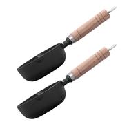 LALADEFIEE 2pcs Mini Cast Iron Skillet 11cm Small Frying Pan with Wooden Handle Nonstick Egg and Pancake Pan for Stove, Oven, Grill Cooking