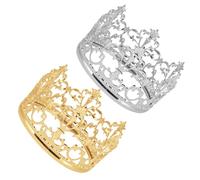 LALADEFIEE 2pcs Mini Crown Cake Topper for Birthday Shower Wedding Princess Tiara Headpiece Elegant Royal Themed Party Decoration Lightweight and Multipurpose Cake and Cupcake Ornament