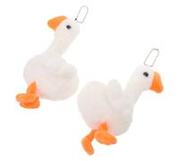 LALADEFIEE 2pcs Mini Plush Goose Keychain Soft Stuffed Animal Hanging Charm for Party Favors Claw Machine Fillers Carnival Prizes and Classroom Rewards