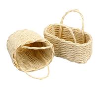 LALADEFIEE 2pcs Miniature Bamboo Woven Storage Baskets with Handles Mini Doll Flower Baskets for Dollhouse Décor and Micro-scene Craft Props and Rectangular