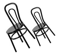 LALADEFIEE 2pcs Miniature Iron Chair Black Dollhouse Furniture Decor Mini Patio Chair for Fairy Gardens Collectible Home Decoration Accessories