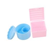 LALADEFIEE 2pcs Nail Brush Cleaning Box with Lid Nail Art Brush Holder and Dappen Dish Efficient Manicure Tool Organizer and Pen Washing Cup Blue Round Pink Square