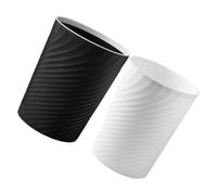 LALADEFIEE 2pcs Open-top Trash Can Capacity Simple Round Garbage Bins for Bathroom Bedroom Office Kitchen Home Use White Black