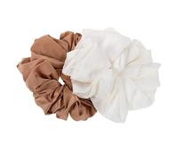 LALADEFIEE 2pcs Oversized French Ballet Hair Scrunchies for Extra Large Satin Fabric Hair Ties Soft Gentle Care for Sleep Styling and Breakage Prevention Elegant Ponytail Holders in Coffee
