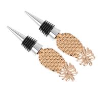 LALADEFIEE 2Pcs Pineapple Designed Wine Bottle Stoppers Zinc Alloy Sealing Plugs Reusable Decorative Beverage Stoppers for Wine Bottles Easy to Insert and Remove Rust-Resistant Golden Finish