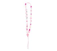 LALADEFIEE 2pcs Pink Acrylic Decorative Phone Chains with Love Pattern, Easy to Use Simulation Pearl Beaded Wrist Straps for DIY Bag and Phone Accessories