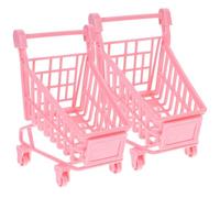 LALADEFIEE 2Pcs Pink Mini Shopping Cart for , 12X8X11.5Cm Storage Basket Organizer for Pretend Play and Storage Random Style