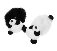 LALADEFIEE 2pcs Plush Panda Hair Elastic Ties with Adorable Design, Elastic and Can be Worn as Wristband, Soft Plush Material, for Daily Life and Parties