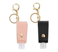 LALADEFIEE 2Pcs Portable Perfume Bottle with Protective Cover Keychain Holder, Refillable Waist Empty Bottle Set for Travel and Outdoor Use, Black and Pink