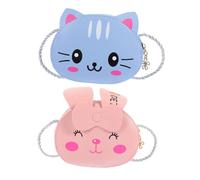 LALADEFIEE 2pcs PU Leather Single-shoulder Bags with Smooth Zipper Capacity Crossbody Purses for Adorable Cartoon Mini Bags for Snacks Jewelry Portable Shoulder in Pink and Blue