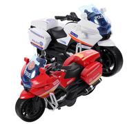 LALADEFIEE 2Pcs Pull Back Police Motorbike for Plastic Motorcycle Cars Safe and Easy to Hold Outdoor for Interaction White and Red
