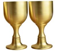 LALADEFIEE 2pcs Pure Copper Wine Goblets Small Size Household Goblet Multi-Function Liquor Cups for Chinese Baijiu and Wedding Celebrations