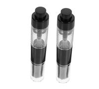 LALADEFIEE 2pcs Refillable Powder and Foundation Makeup Brushes Retractable Black Fiber Hair Travel Facial Brush for Liquid and Pressed Powder Application