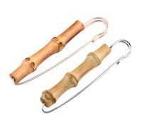 LALADEFIEE 2pcs Retro Bamboo Joint Brooch Pin Set, Creative Natural Wood-Texture Lapel Pin Corsage for Business Suit, Unisex Vintage Style Accessory Random Color Random Color