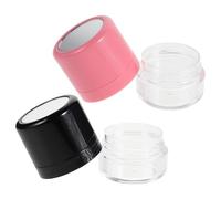 LALADEFIEE 2pcs Reusable Empty Dry Shampoo Powder Box with Mirror and Sponge Applicator Refillable Loose Powder Container for Voluminous Hair Oil Absorbing Hairline Concealer Pink and Black