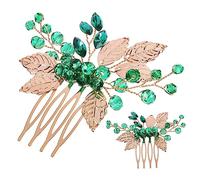 LALADEFIEE 2pcs Rhinestone Leaf Vine Hair Combs Clips Women Wedding Hair Accessories Elegant Decorative Combs for Parties and Special Occasions