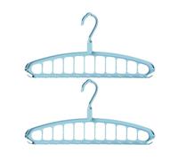 LALADEFIEE 2pcs Rotatable Clothes Drying Rack Blue Folding Anti-slip Wrinkle Free Hangers with Nine Holes for Home and Hotel Storage