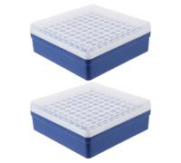 LALADEFIEE 2pcs Sample Freezer Box for 1.5ml Microcentrifuge Tubes with 100 Well Capacity, Temperature-resistant Plastic Material, Stackable Design and Lid, for Lab and Sterile Workbenches