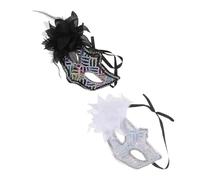 LALADEFIEE 2pcs Sequin Masquerade Masks for Women with Elegant Side Flower Lightweight Half Face Design for Halloween Carnival Bridal Party Dazzling Sparkle Comfortable Fit