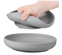 LALADEFIEE 2pcs Silicone Suction Plates for Elderly with High Sides Anti-Spill Adaptive Utensils for Disabled Adults Non-tip Dining Aid Dark Grey for Home Nursing Hospital Use