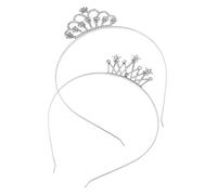 LALADEFIEE 2pcs Silver Rhinestone Princess Crown Headbands with Adjustable Comfortable Fit Metal Frame Featuring Sparkling Star and Wing Motifs, for Special Occasions and Parties